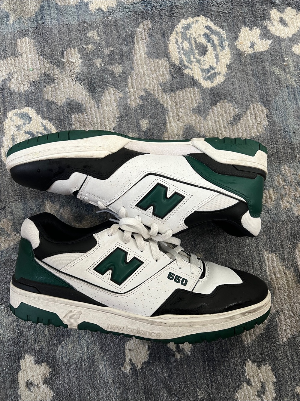 New Balance 550 Men's Sneakers in White, Green & Black